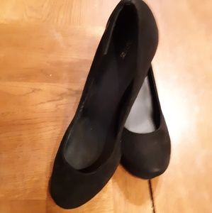 Sexy black suede wedge heels